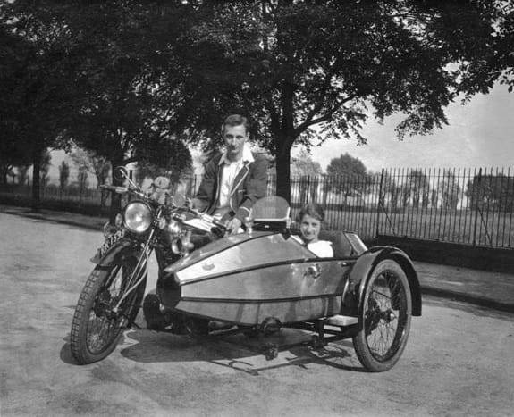 William Walmsley and William Lyons on the Swallow Sidecar model I Coupe Sports De-Luxe.
